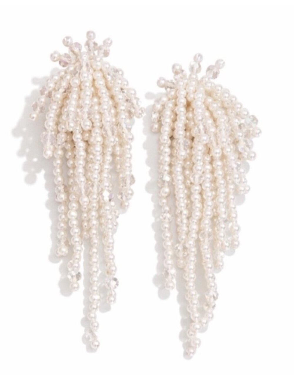 New! White Chandelier Beaded Pearl statement Earrings NWOT